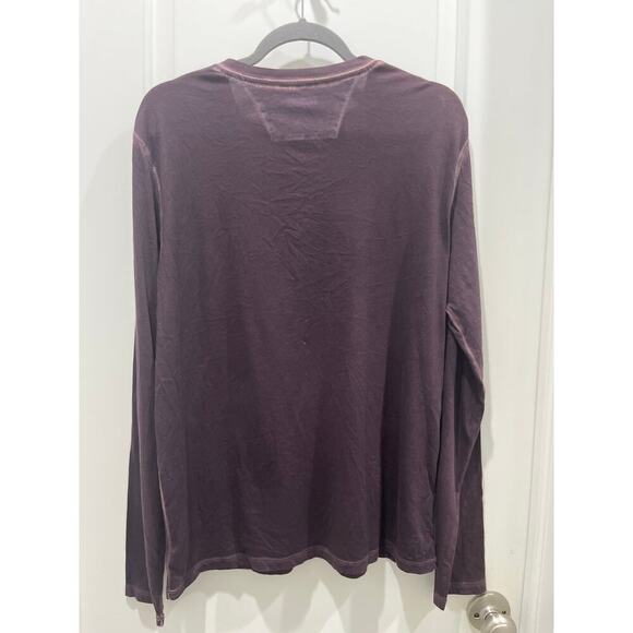 Patrick Assaraf Long Sleeve Henley T Shirt Red Acid Wash Mens Sz M - Picture 6 of 6